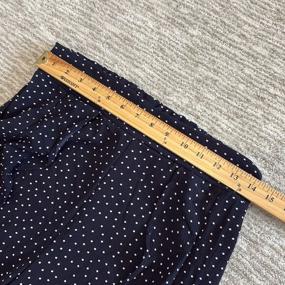 Blu Pepper Polka Dot Cascading Ruffle Wide Leg Pants Size M Navy Elastic Back - Picture 6 of 15